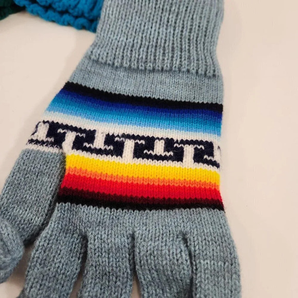 Geometric Beanie  & Gloves Sets Hand Knit Matching OS - Picture 7 of 12